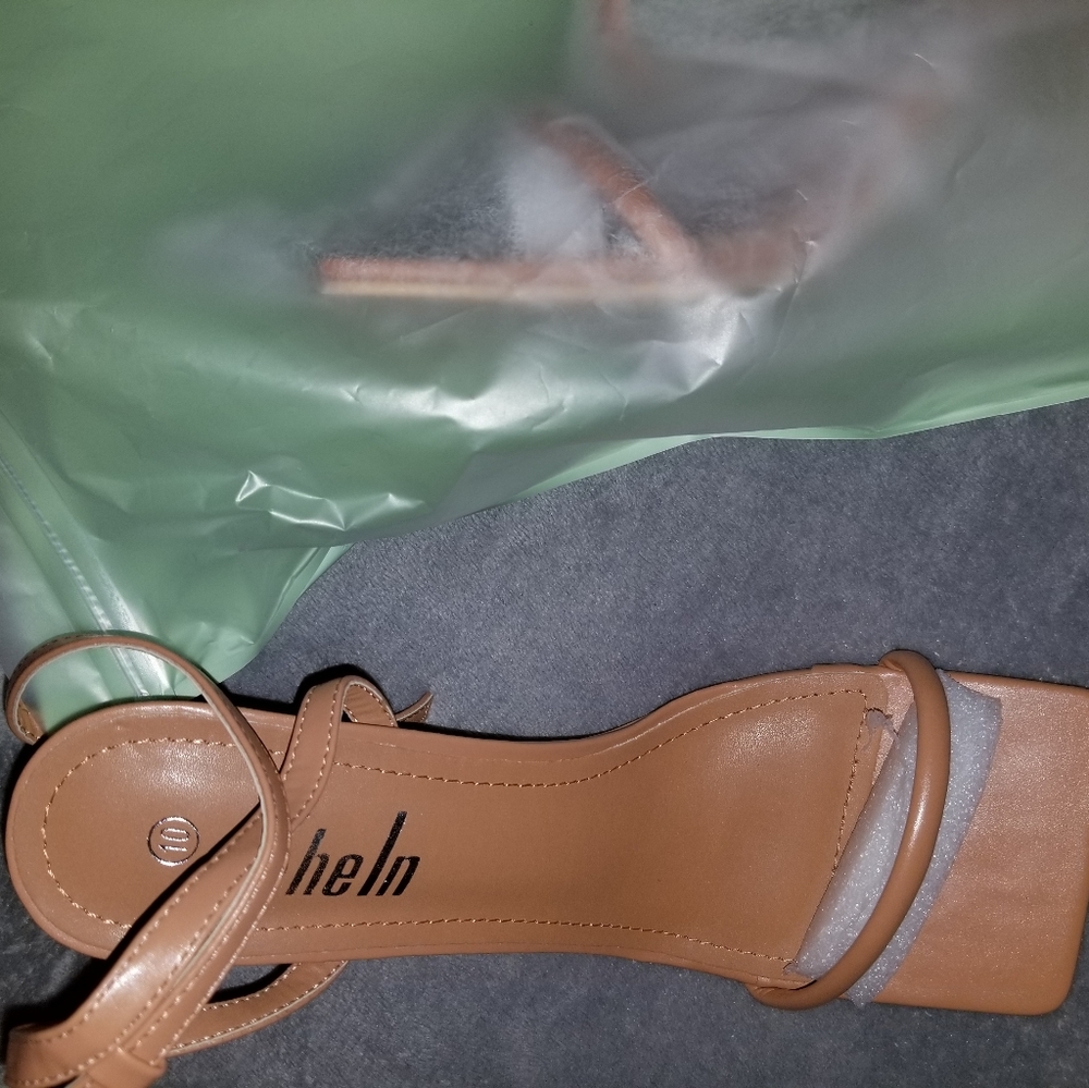 Tan Square Toe Heels - Picture 2 of 2